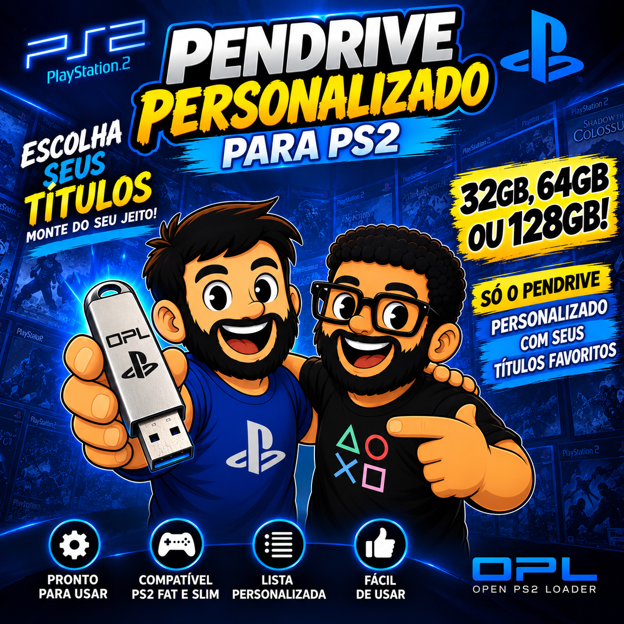 Pendrive Personalizado - Escolha seus jogos favoritos